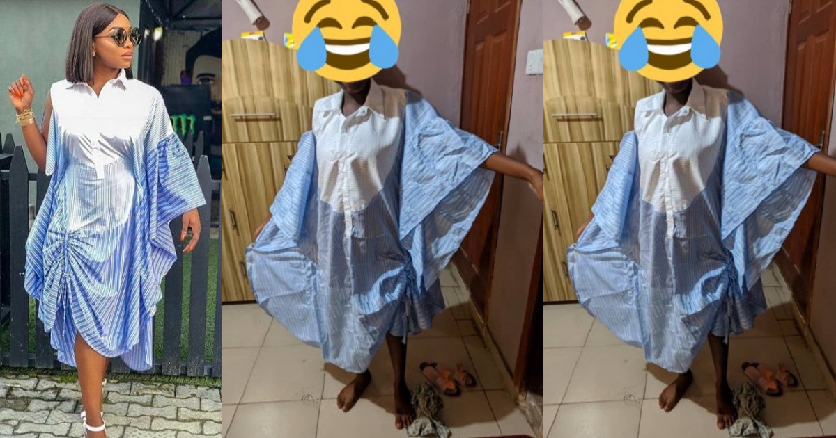 Nigerian Lady shows dress her husband ordered for her and what was delivered. (photos)