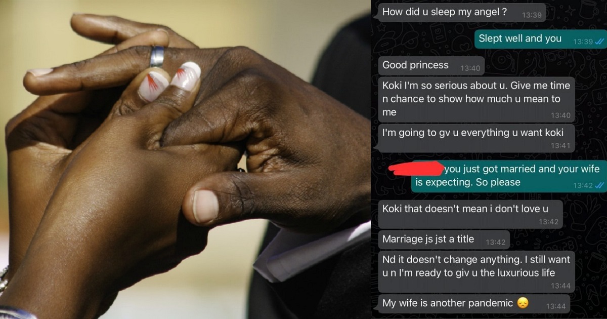 “Marriage is just a title, my wife is another pandemic” – Lady leaks chat with married man wooing her