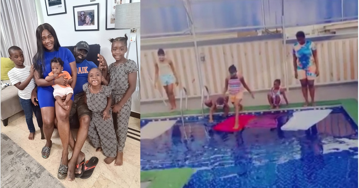Fans react as Mercy Johnson claims she and her children walked on water (Video)