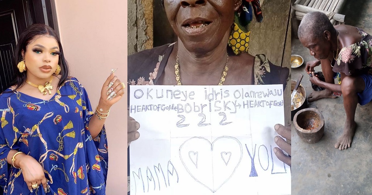 Bobrisky promises to get a new apartment for an elderly woman who declared love for him.