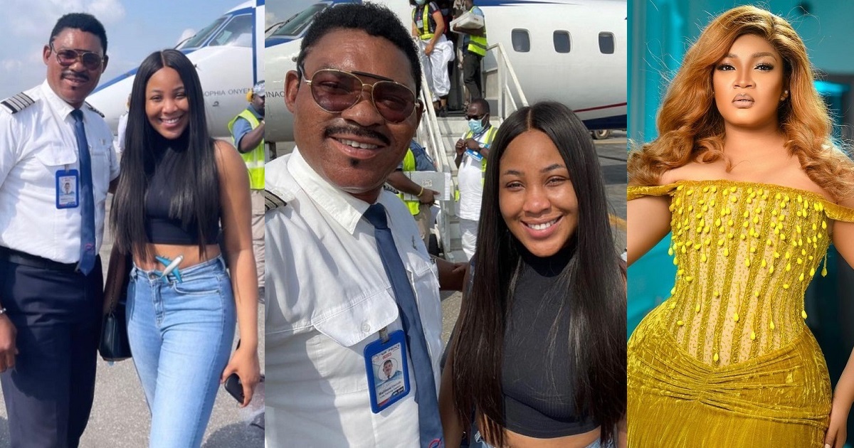 Omotola reacts after her husband, Capt. Ekeinde flew Erica for her 27th birthday