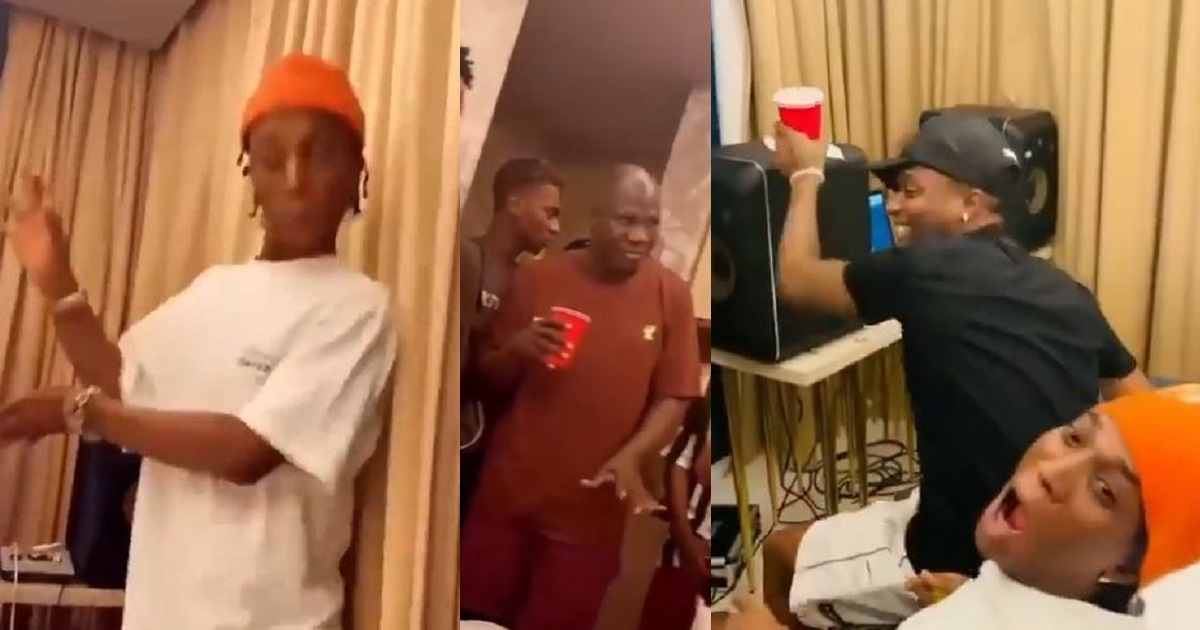 Moment producer gestured at Bella Shmurda to ‘calm down’ after meeting Wizkid (Video)