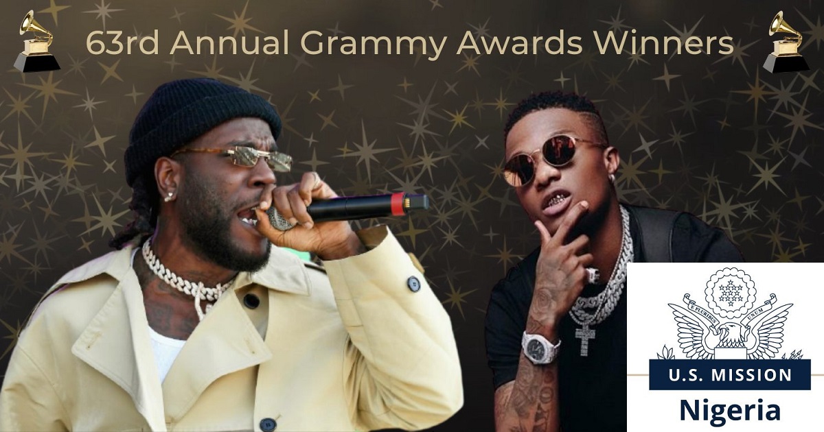 US Mission in Nigeria congratulates Wizkid and Burna Boy as they win their first Grammy