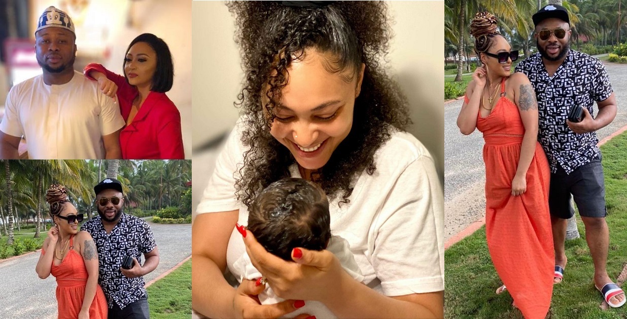 “Thank you baby for making me a mother” – Rosy Meurer tells her husband, Olakunle Churchill after he wished her a happy mothers day