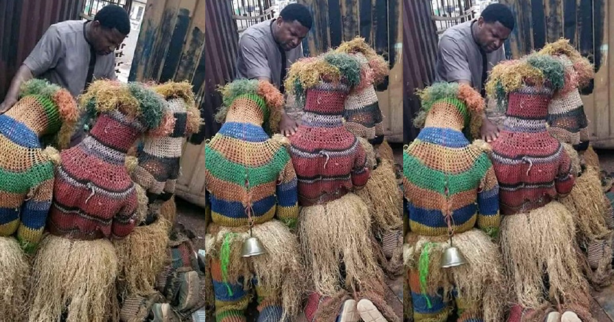 Reactions as masquerades kneel down for pastor to pray for them