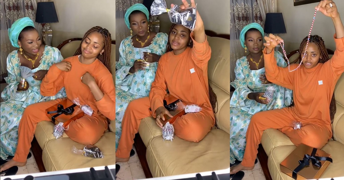Nigerians react as Regina Daniels supposedly buys “Kayanmata” products from Jaruma following rumours of Ned Nwoko getting a 7th wife (Video)