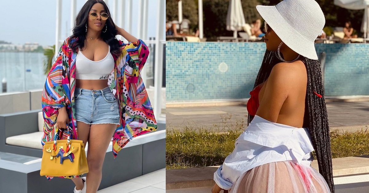 Toke Makinwa leaves little to the imagination as she flashes bum in see-through skirt (Racy photo)