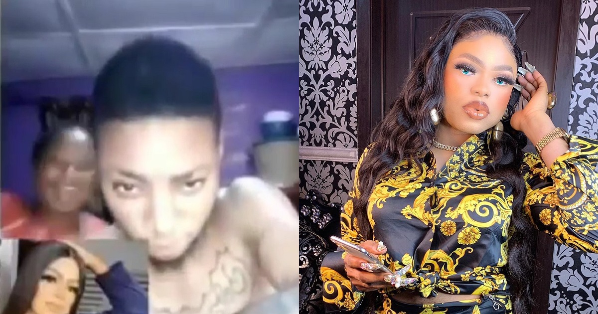 “Good morning ma. Please help my son” – Nigerian mum greets Bobrisky as her son tattoos his face on his hand (video)