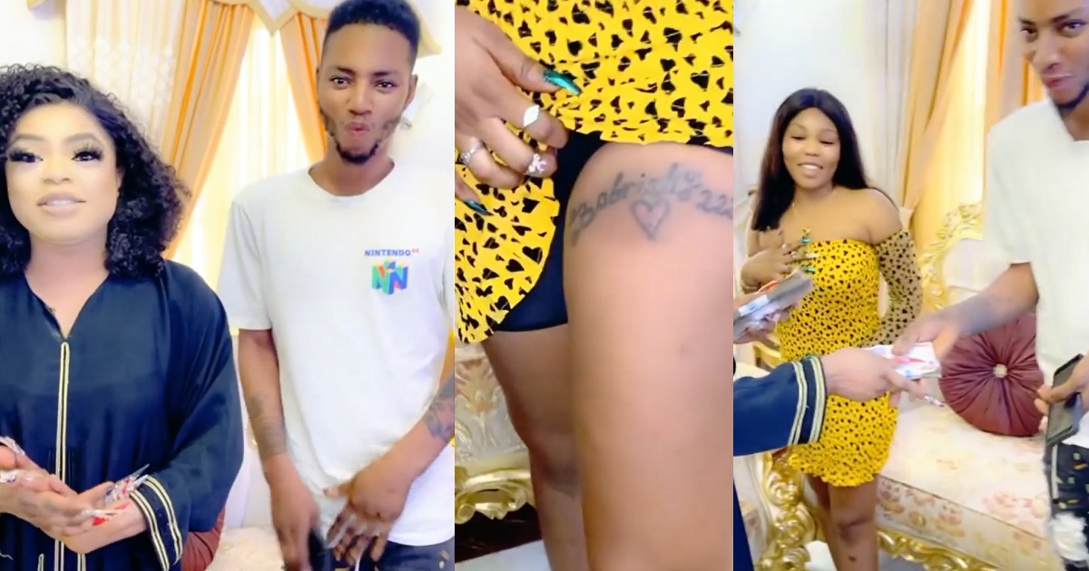 Bobrisky gives cash prizes to three fans who tatted his name on various parts of their body (Video)