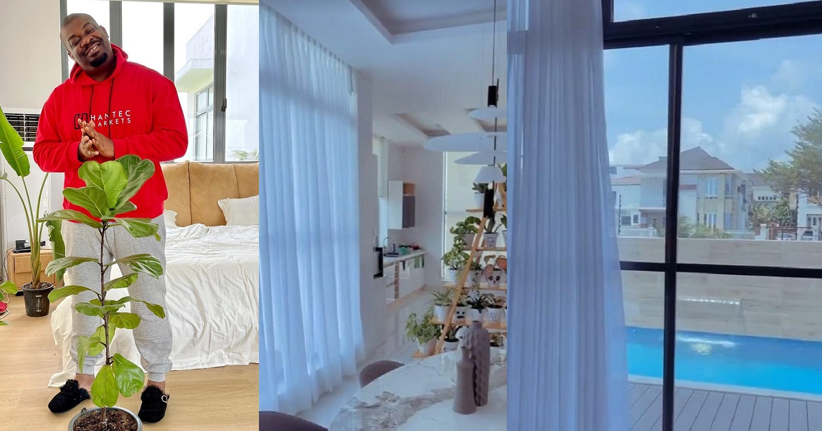 Don Jazzy shows off luxury interior, swimming pool of his new mansion (Video)
