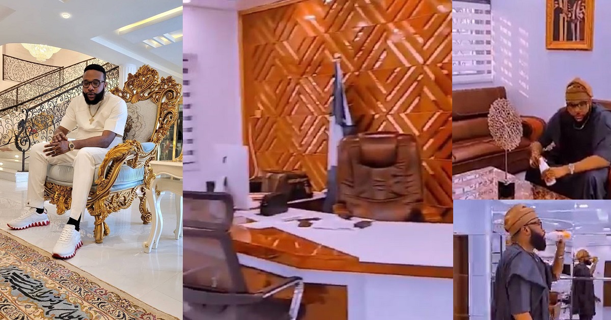 E-Money goes spiritual as he shows off multi-million naira office interior (Video)