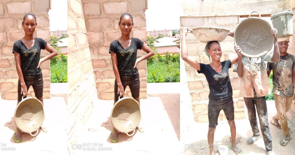 Photos and video of female student working as a labourer goes viral.