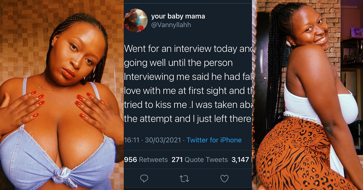 Lady narrates how an interviewer tried kissing her during an interview session
