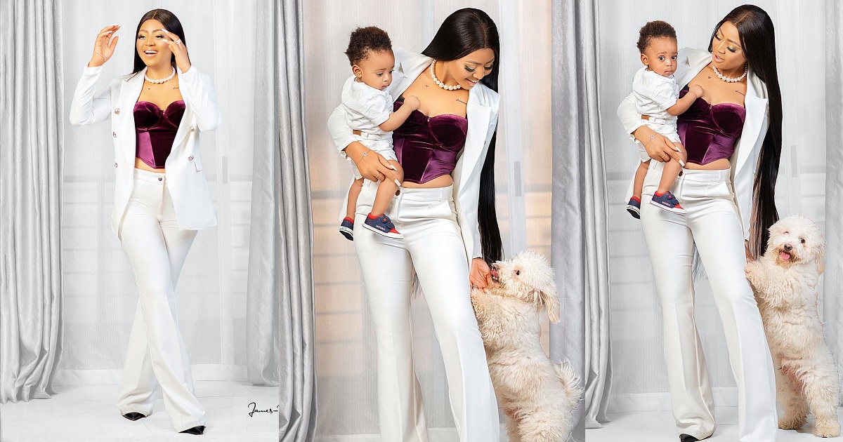 Regina Daniels and her son, Munir stuns in new adorable photos