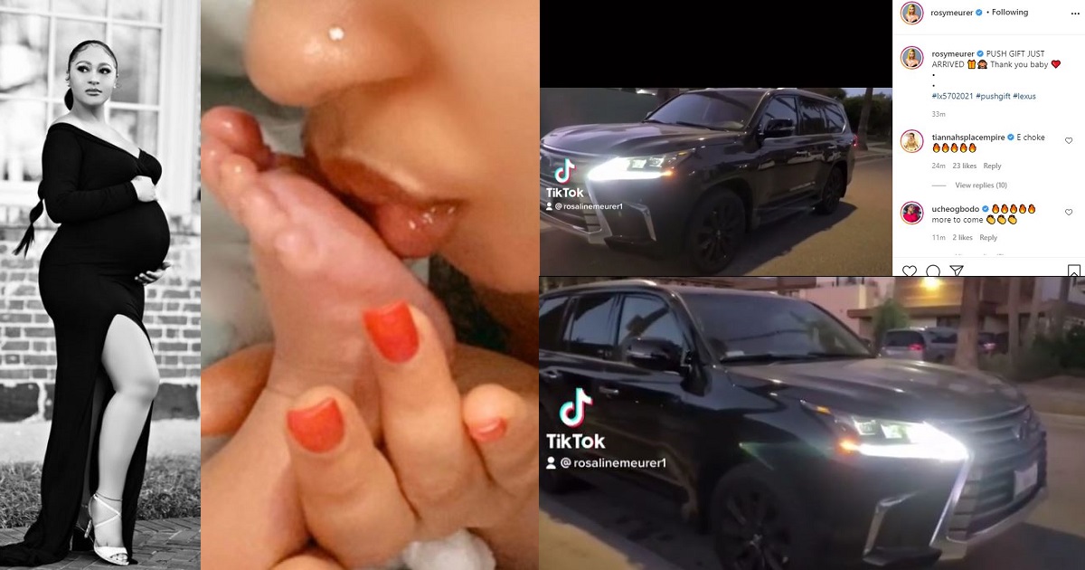 Actress, Rosy Meurer gets new 2021 Lexus SUV as push present after welcoming a son with Olakunle Churchill