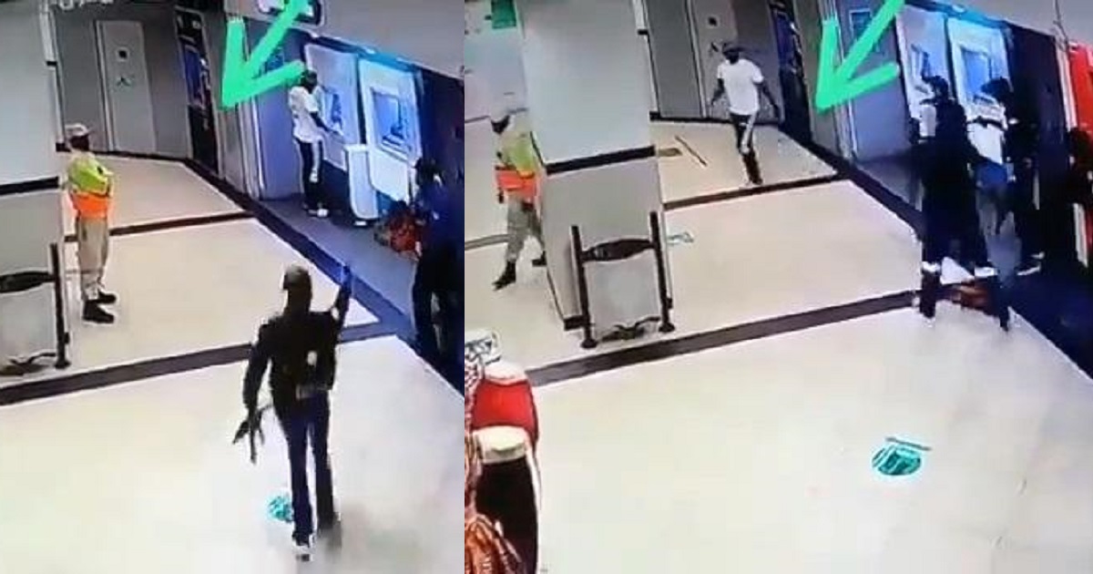 Moment security officer walked away unconcerned as robbers takeover store (Video)