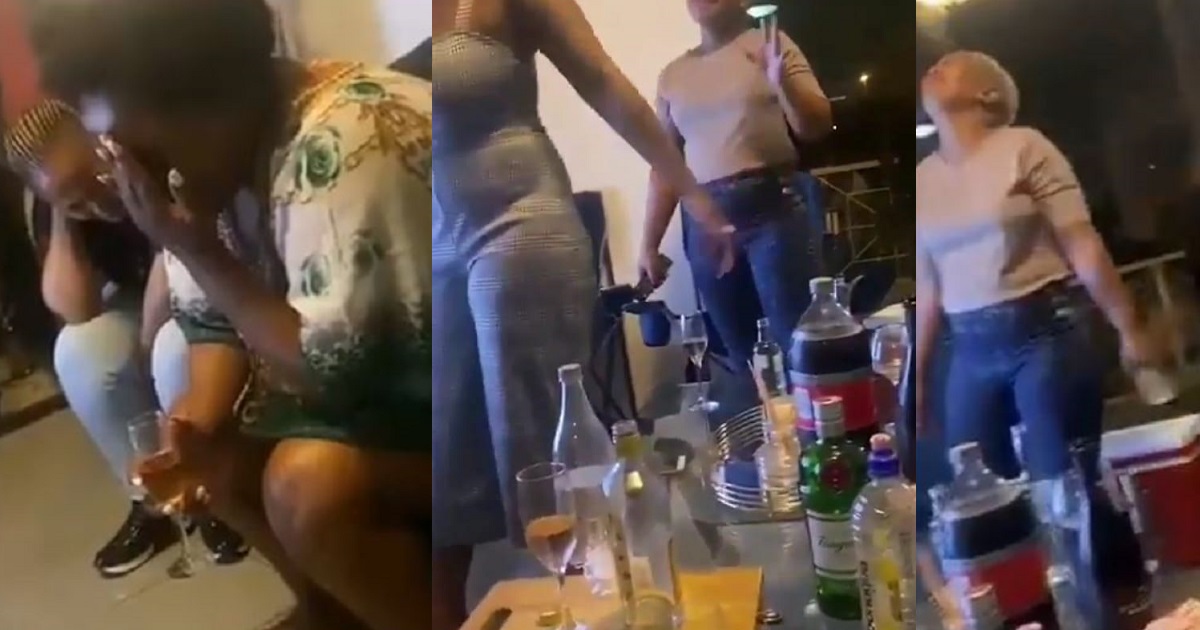 Ladies captured praying and speaking in tongues during an in-house party