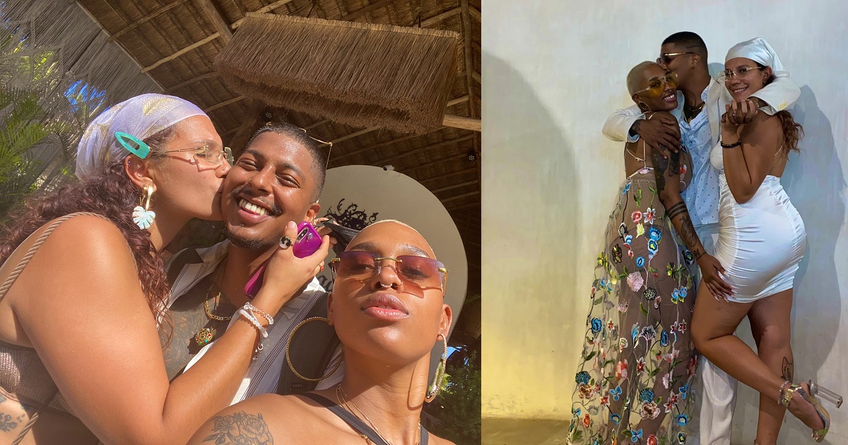 Man shares loved-up photos with his two girlfriends