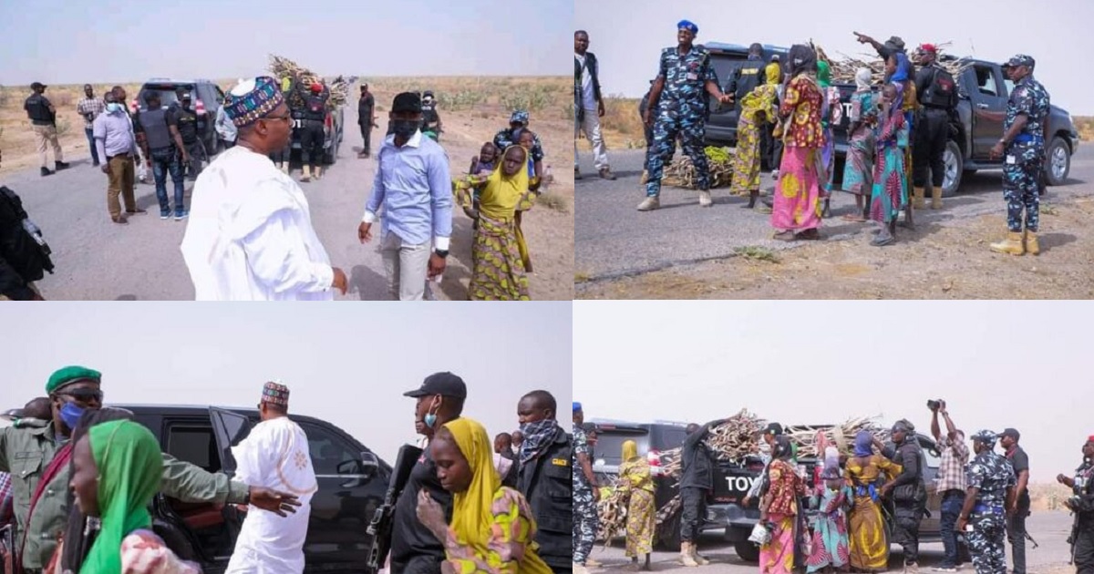 Governor Zulum stops his convoy to help women gathering firewood (photos)