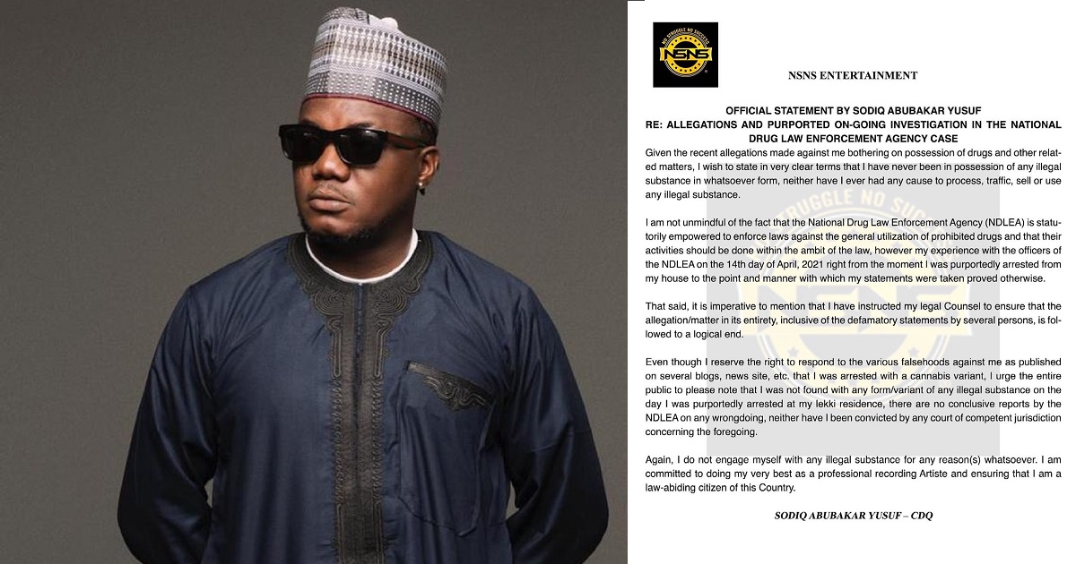 “I have never been in possession of any illegal substance ” – Rapper CDQ