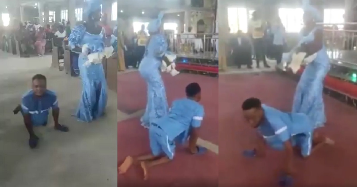 Paraplegic man dance-crawls to the altar with his wife to dedicate their newborn Baby (Video)
