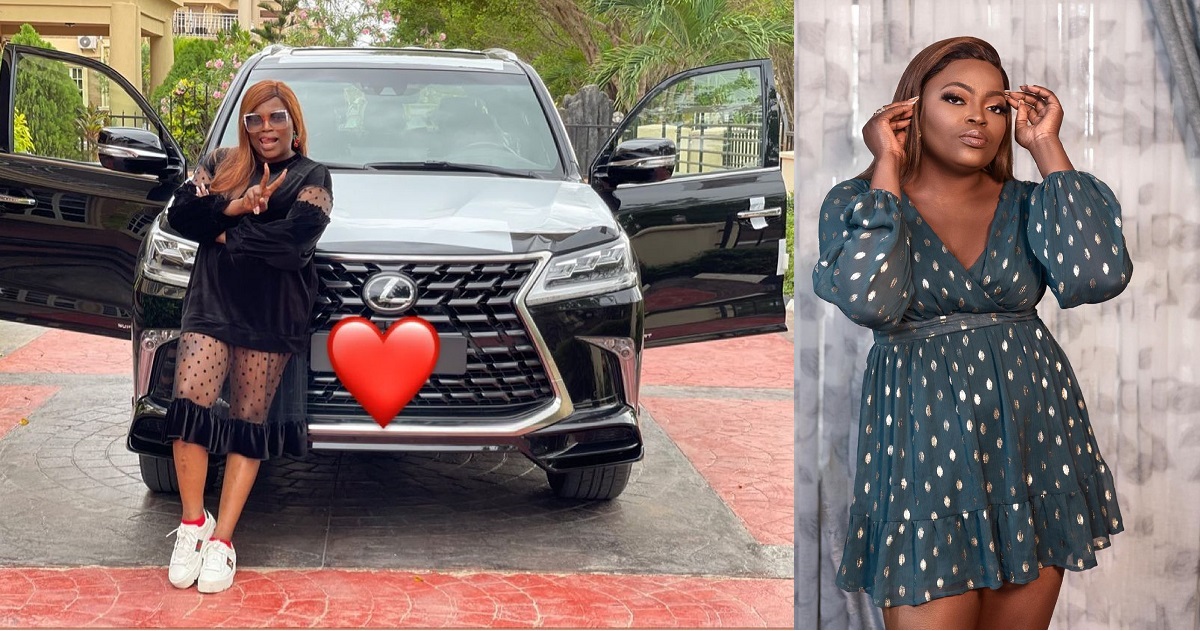 “Hard-work pays” – Funke Akindele-Bello writes as she takes delivery of ‘tear-rubber’ Lexus.