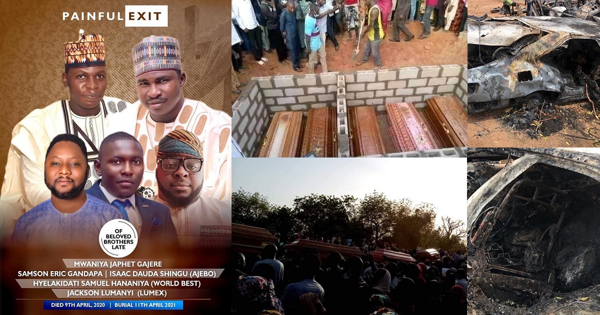 Photos from the burial of five Adamawa friends burnt to death in ghastly motor accident