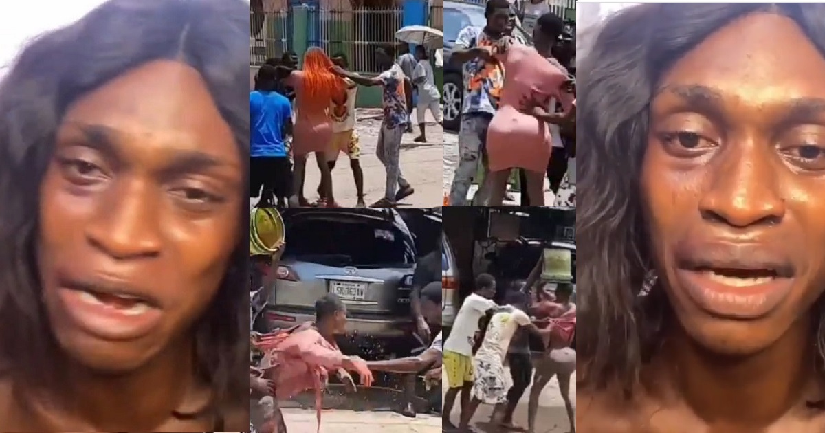 “I am so depressed” – Nigerian crossdresser who was attacked by area boys finally speaks (Video)
