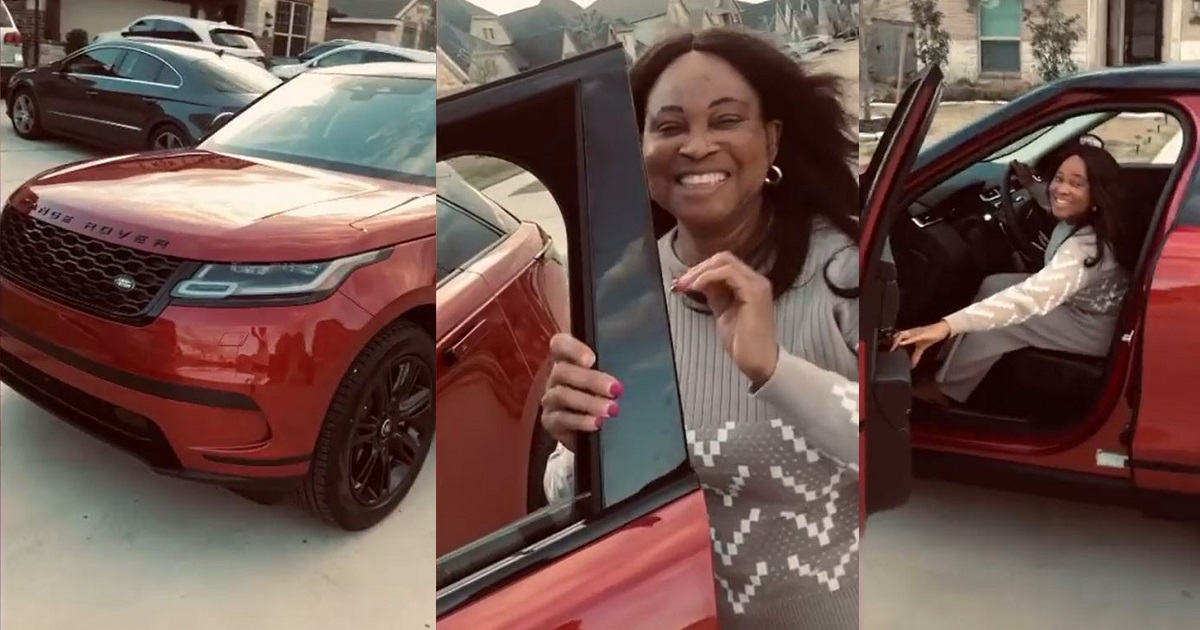 Actress, Bukky Wright gets a Range Rover as birthday gift from son, Ojayy (video)