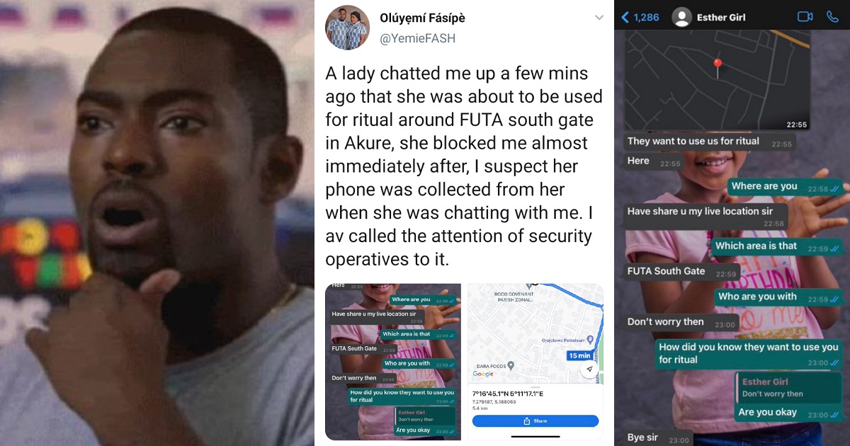 “A lady chatted me up a few minutes ago that she was about to be used for ritual” – Man cries out