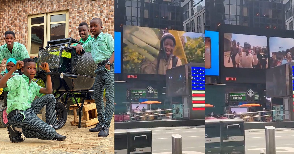 Ikorodu Bois appear on Times Square’s billboard in New York (Video)