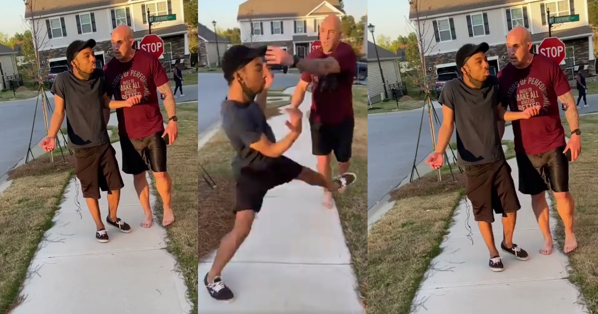 “You’re in the wrong neighbourhood ” – Black man taking a walking in his neighbourhood is harassed by white family (Video)