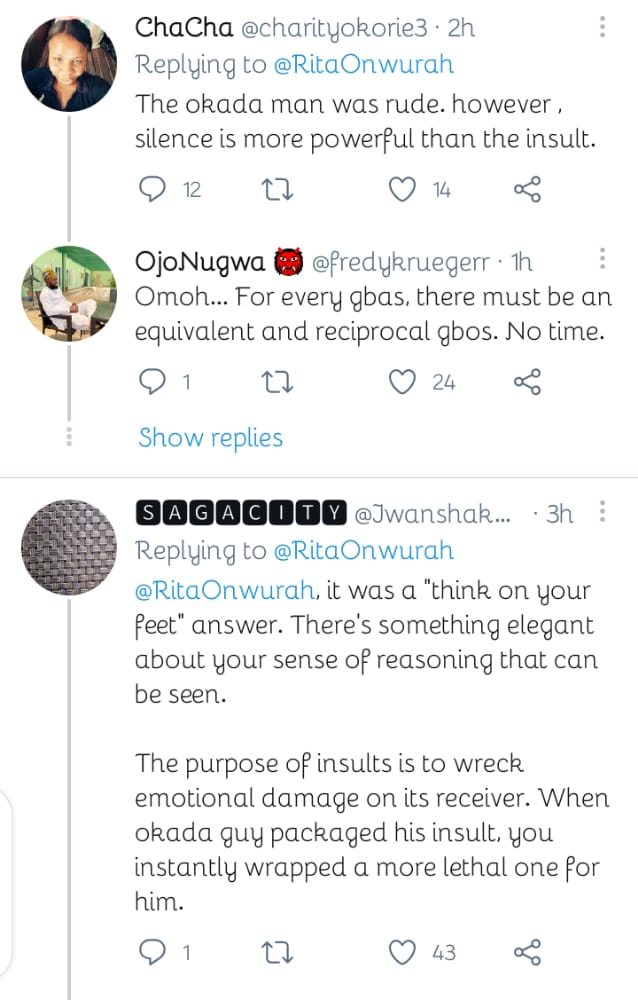 Reactions as lady gives savage response to okada man who called her an