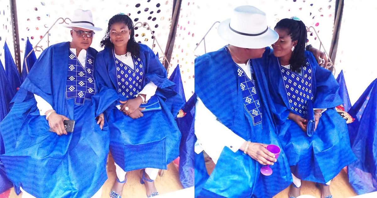 Nigerian couple wears matching Agbada for their traditional wedding