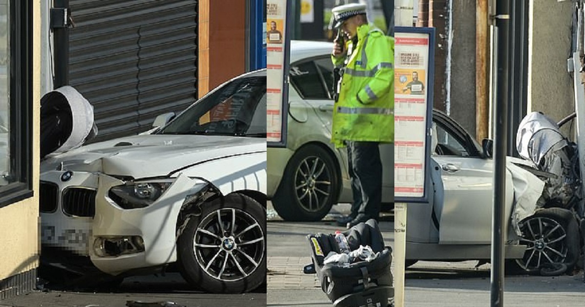 Two-week-old baby dies in front of his parents after BMW crashed into his pram