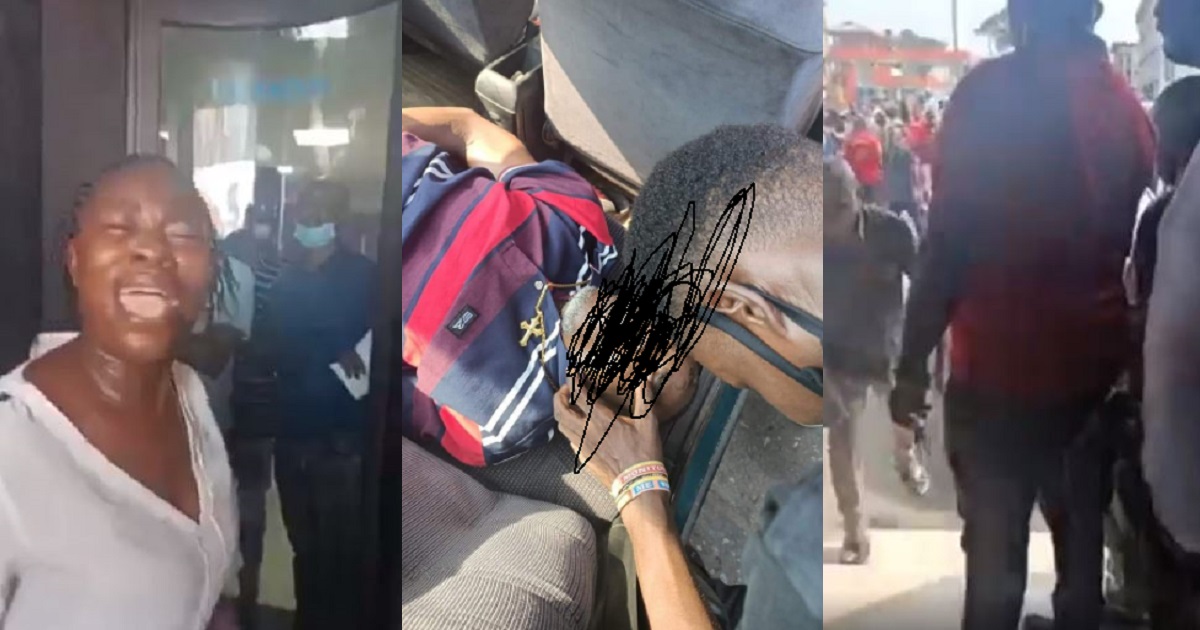 Outrage as man slumps and dies in front of a bank after allegedly not being allowed to withdraw his money (video)
