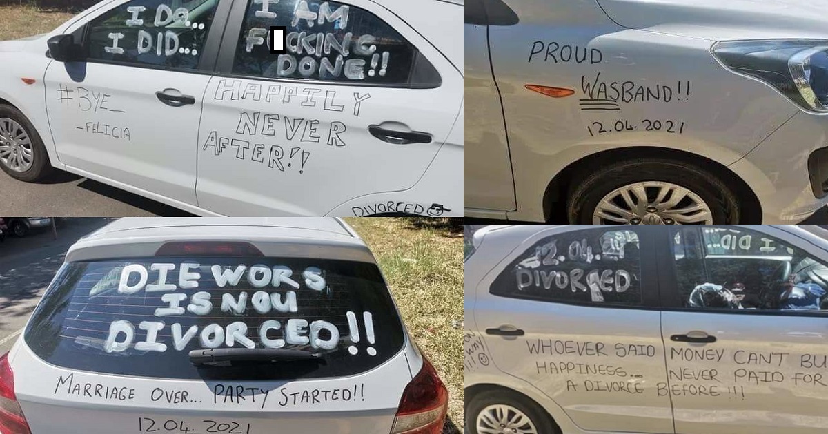 “Marriage over, party started” – Man defaces his car as he joyfully announces his divorce (photos)