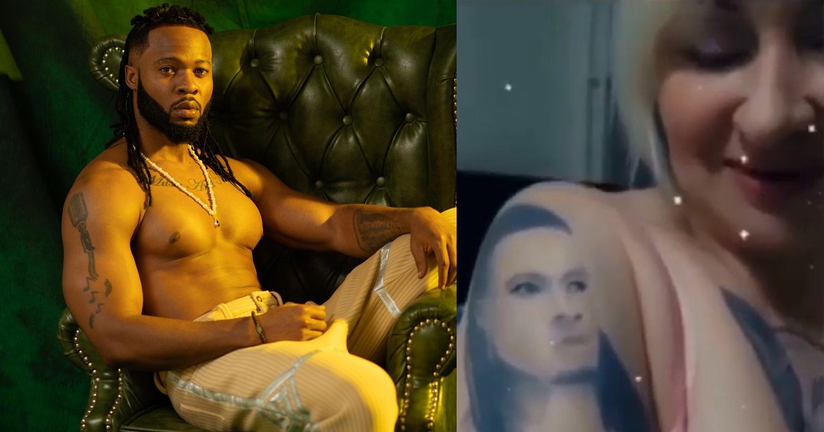 Russian lady tattoos Flavour’s face on her body, says he is the best singer (Video)