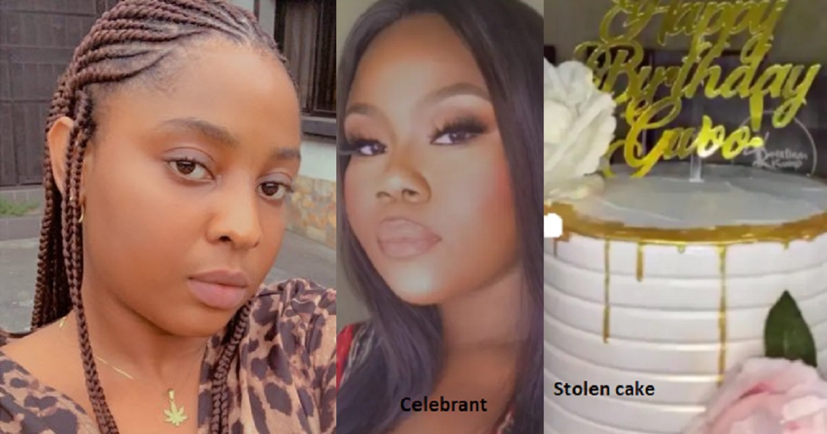 CCTV exposes lady who stole her friend’s birthday cake and drinks after she denied it (video)