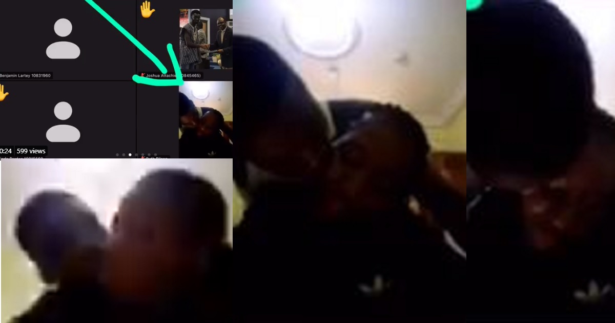 Student caught getting intimate with her boyfriend during online class after forgetting to turn off her camera (Video)