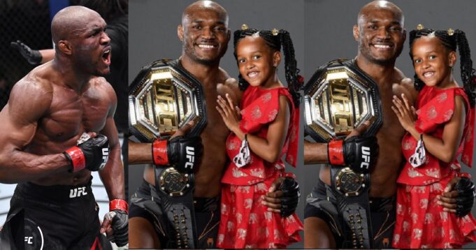 Kamaru Usman and his daughter