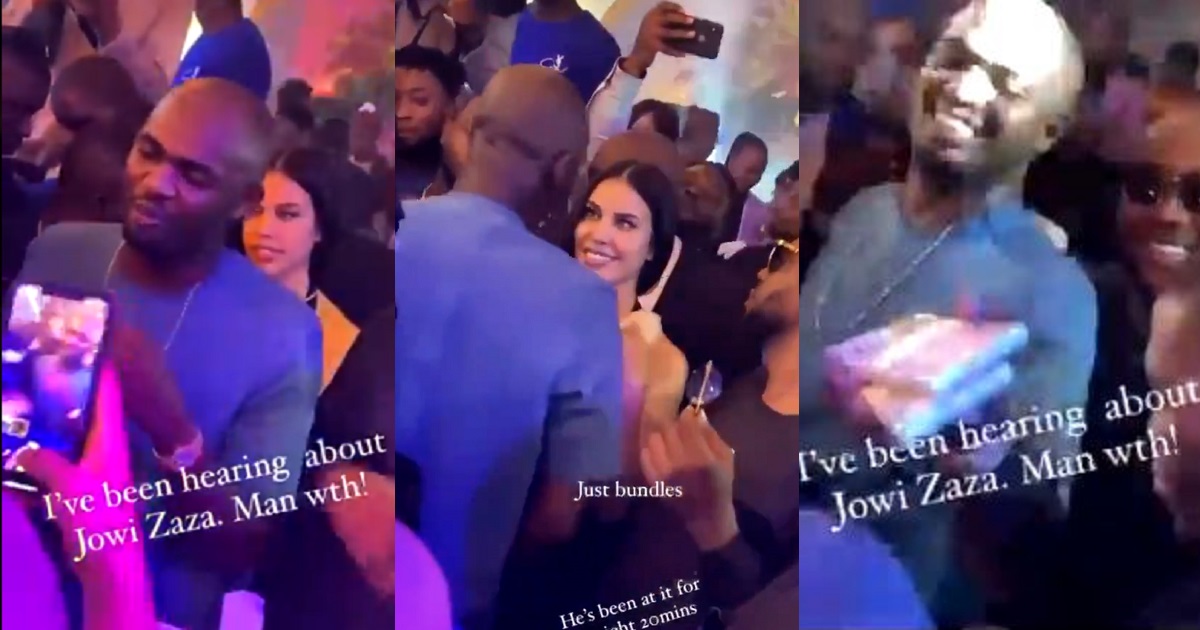 Lady grabs social media users’ attention following her reaction to billionaire businessman, Jowizaza throwing bundles of money at a wedding ceremony (video)