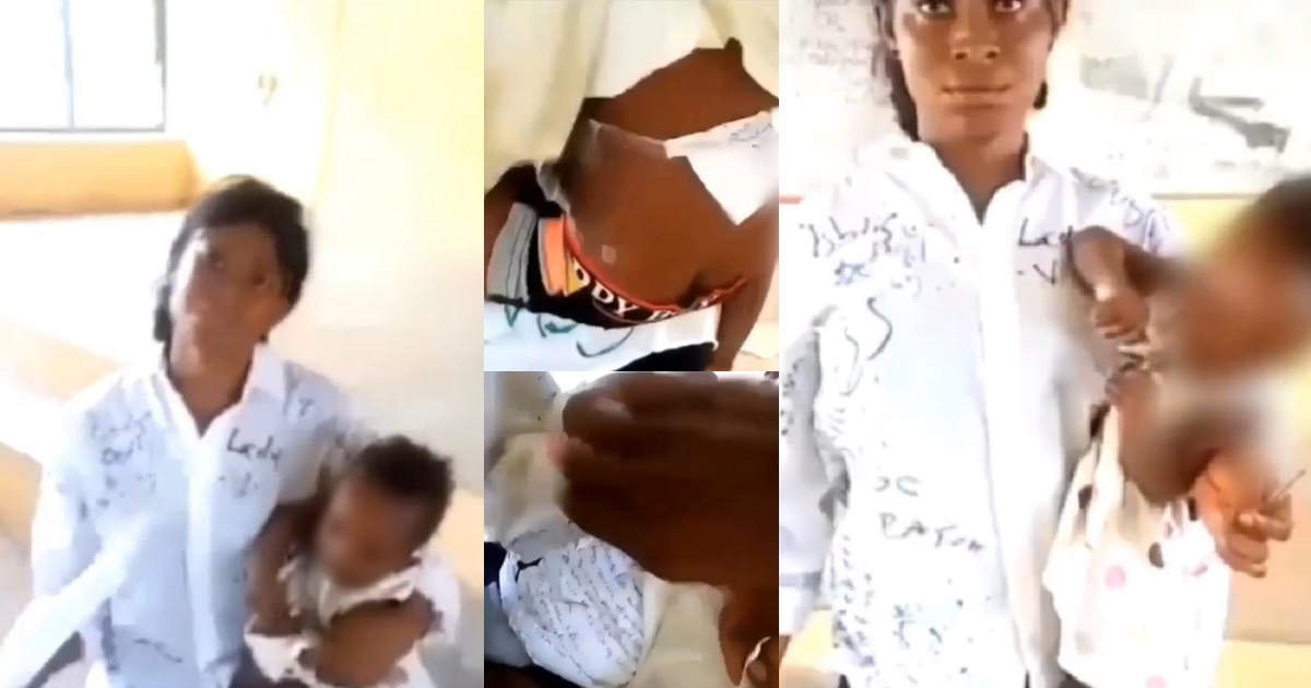 Lady nabbed while using her baby for examination malpractice (video)