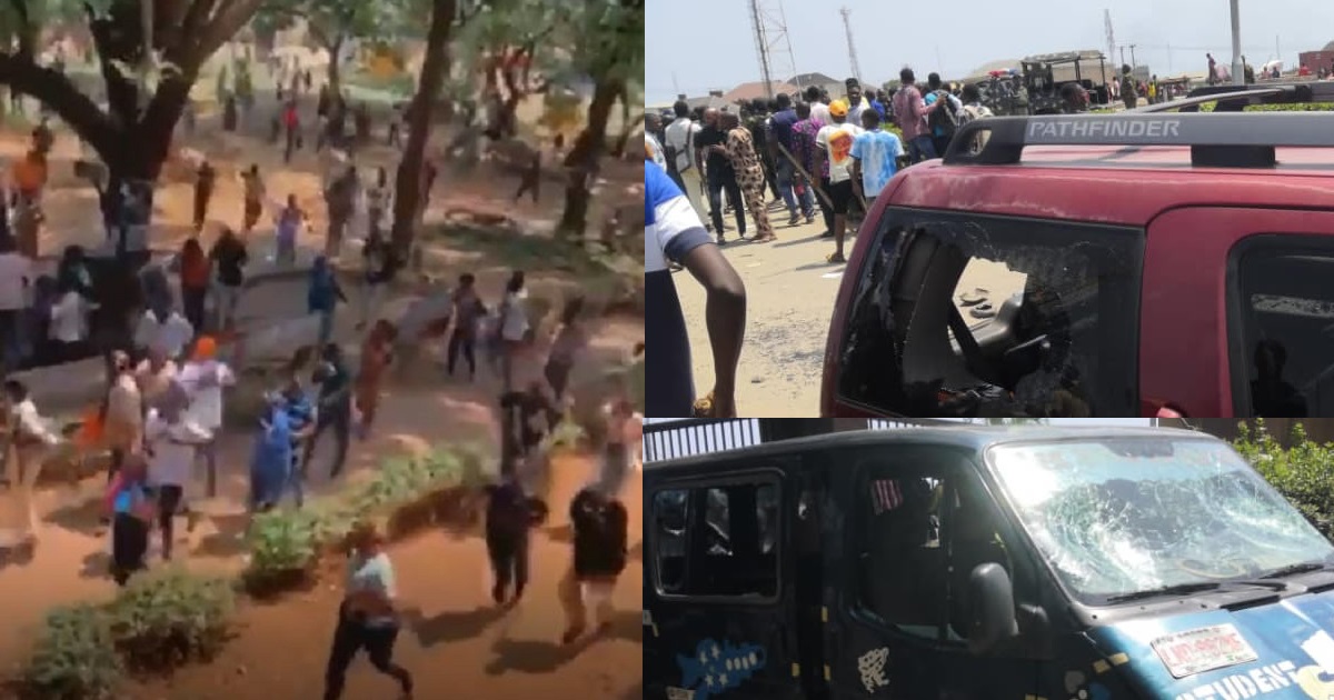 Pandemonium as suspected hoodlums attack LASU, destroy vehicles (photos/video)