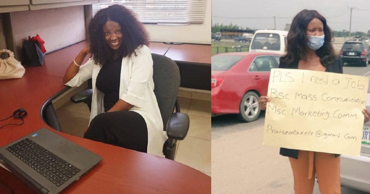 Lady who took to the streets to beg for job celebrates as she finally gets one