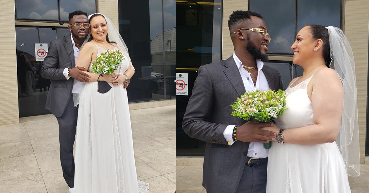 Nigerian man celebrates, after getting married to his ‘Oyibo’ Wife. (Photos)