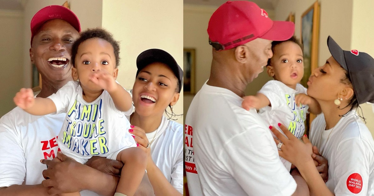 Lovely new photos of Regina Daniels, her husband, Ned Nwoko and their son, Munir