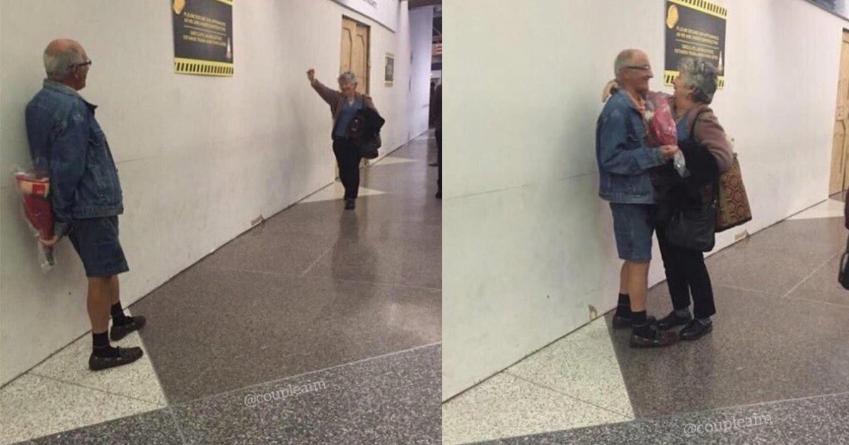 Romantic grandpa surprises his wife with flowers at her office (Photos)