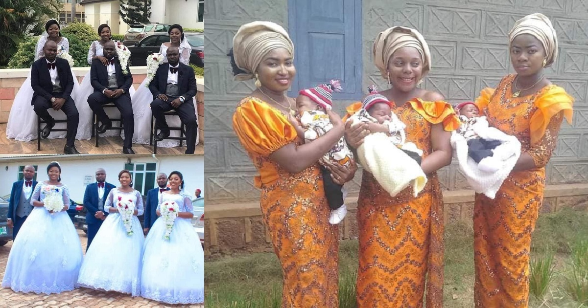 Triplets who married their wives same day in Enugu welcome baby boys within same period