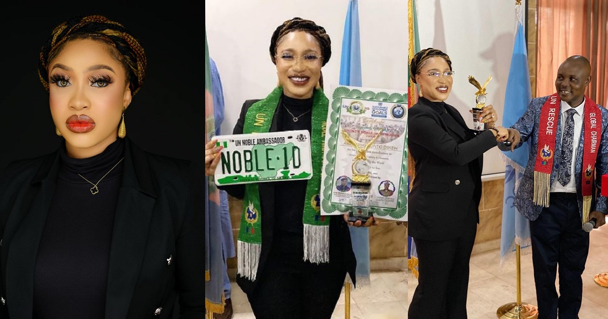 Tonto Dikeh disgraced again as United Nations tag her ambassadorial award as fake (Details)